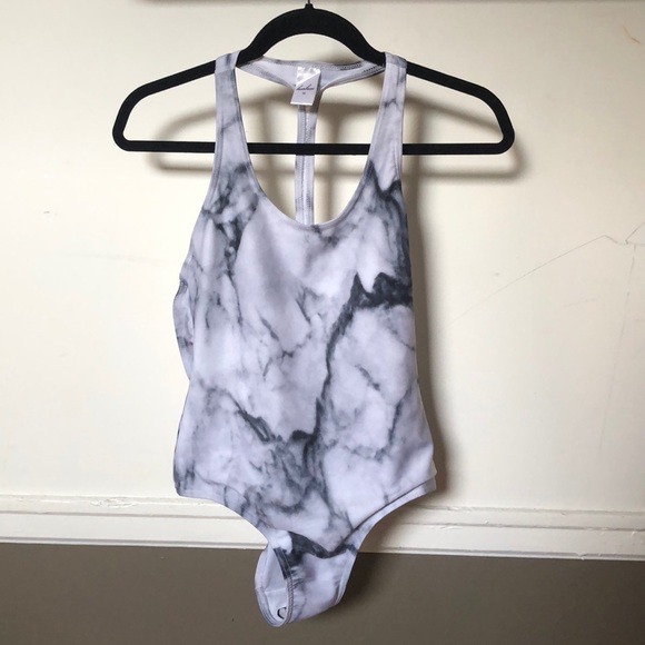Nasty Gal Other - Marble white/gray swim + body suit from Nasty Gal